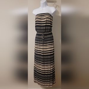 JCREW sleeveless dress size Medium approx 47" long top to bottom black and tan
